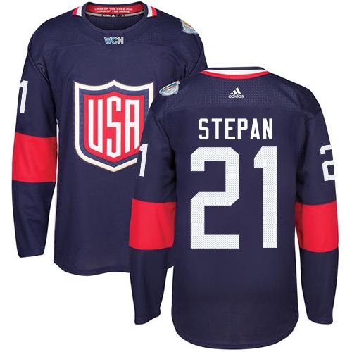 Team USA #21 Derek Stepan Navy Blue 2016 World Cup Stitched Youth NHL Jersey