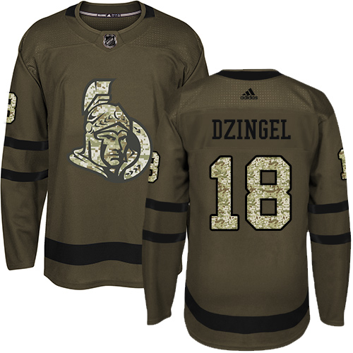 Adidas Senators #18 Ryan Dzingel Green Salute to Service Stitched Youth NHL Jersey