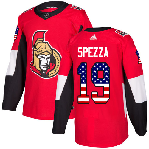 Adidas Senators #19 Jason Spezza Red Home Authentic USA Flag Stitched Youth NHL Jersey - Click Image to Close