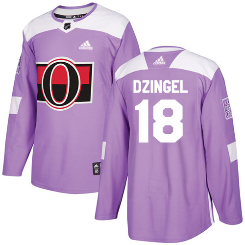 Adidas Senators #18 Ryan Dzingel Purple Authentic Fights Cancer Stitched Youth NHL Jersey