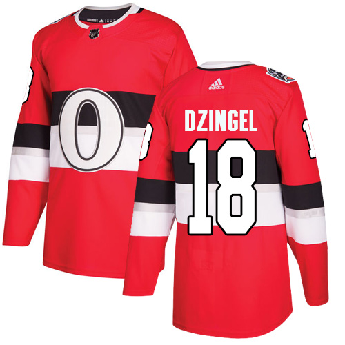 Adidas Senators #18 Ryan Dzingel Red Authentic 2017 100 Classic Stitched Youth NHL Jersey - Click Image to Close