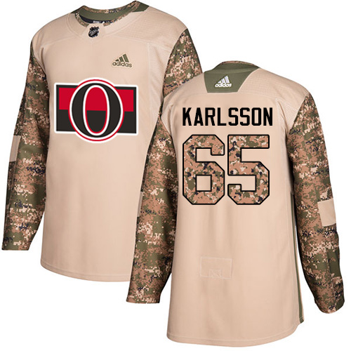 Adidas Senators #65 Erik Karlsson Camo Authentic 2017 Veterans Day Stitched Youth NHL Jersey