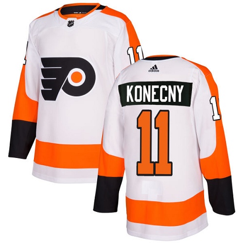 Adidas Flyers #11 Travis Konecny White Road Authentic Stitched Youth NHL Jersey - Click Image to Close