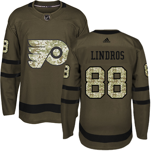 Adidas Flyers #88 Eric Lindros Green Salute to Service Stitched Youth NHL Jersey