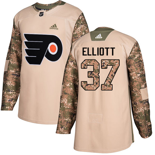 Adidas Flyers #37 Brian Elliott Camo Authentic 2017 Veterans Day Stitched Youth NHL Jersey