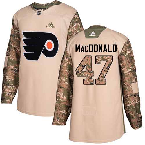 Adidas Flyers #47 Andrew MacDonald Camo Authentic 2017 Veterans Day Stitched Youth NHL Jersey