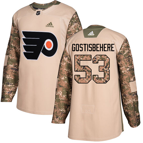 Adidas Flyers #53 Shayne Gostisbehere Camo Authentic 2017 Veterans Day Stitched Youth NHL Jersey