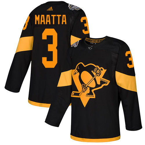 Adidas Penguins #3 Olli Maatta Black Authentic 2019 Stadium Series Stitched Youth NHL Jersey - Click Image to Close