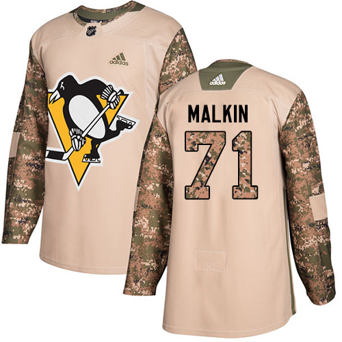 Adidas Penguins #71 Evgeni Malkin Camo Authentic 2017 Veterans Day Stitched Youth NHL Jersey