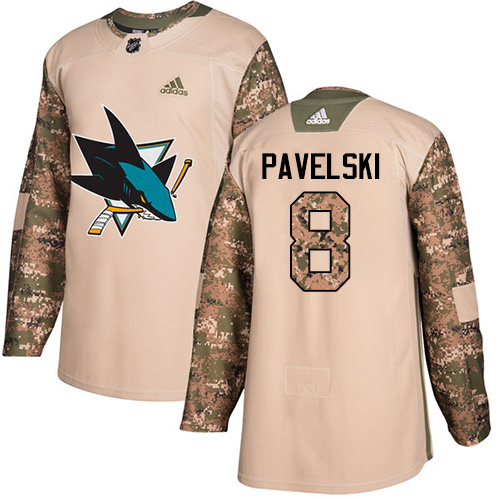 Adidas Sharks #8 Joe Pavelski Camo Authentic 2017 Veterans Day Stitched Youth NHL Jersey