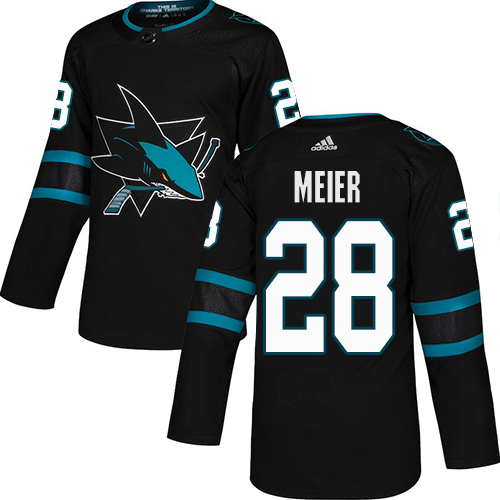 Adidas Sharks #28 Timo Meier Black Alternate Authentic Stitched Youth NHL Jersey - Click Image to Close