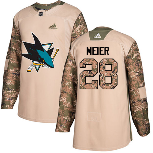 Adidas Sharks #28 Timo Meier Camo Authentic 2017 Veterans Day Stitched Youth NHL Jersey