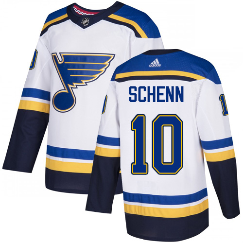 Adidas Blues #10 Brayden Schenn White Road Authentic Stitched Youth NHL Jersey - Click Image to Close