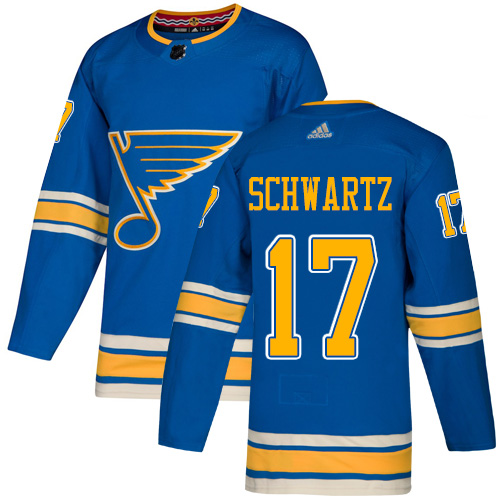 Adidas Blues #17 Jaden Schwartz Blue Alternate Authentic Stitched Youth NHL Jersey - Click Image to Close