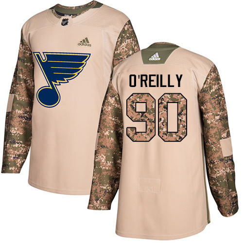 Adidas Blues #90 Ryan O'Reilly Camo Authentic 2017 Veterans Day Stitched Youth NHL Jersey