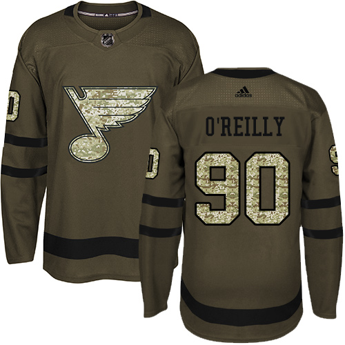 Adidas Blues #90 Ryan O'Reilly Green Salute to Service Stitched Youth NHL Jersey