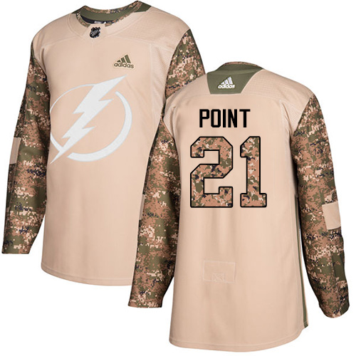 Adidas Lightning #21 Brayden Point Camo Authentic 2017 Veterans Day Stitched Youth NHL Jersey