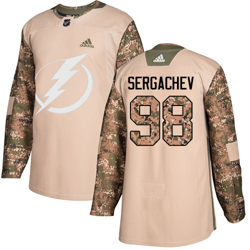 Adidas Lightning #98 Mikhail Sergachev Camo Authentic 2017 Veterans Day Stitched Youth NHL Jersey