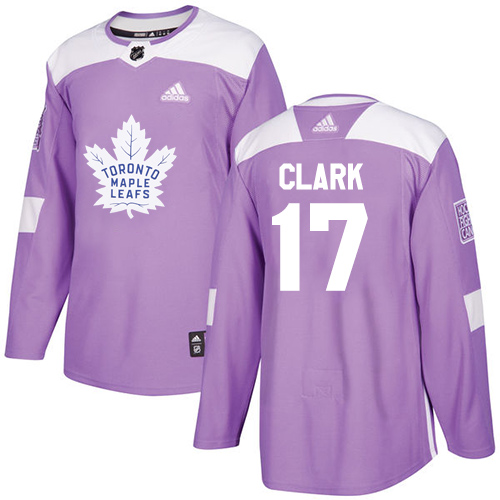 Adidas Maple Leafs #17 Wendel Clark Purple Authentic Fights Cancer Stitched Youth NHL Jersey