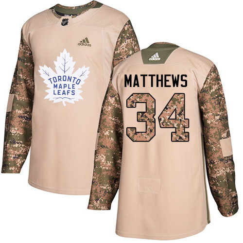 Adidas Maple Leafs #34 Auston Matthews Camo Authentic 2017 Veterans Day Stitched Youth NHL Jersey