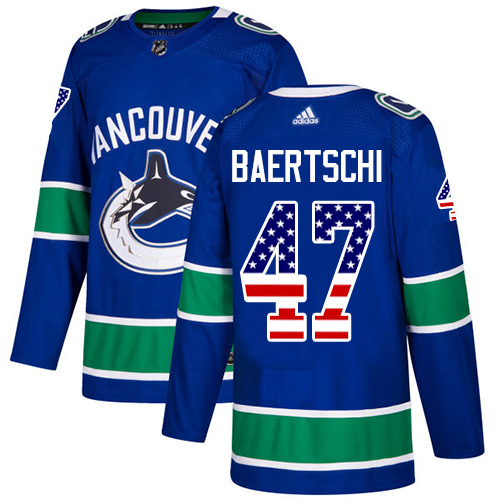 Adidas Canucks #47 Sven Baertschi Blue Home Authentic USA Flag Youth Stitched NHL Jersey