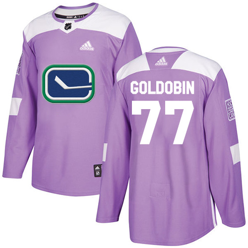 Adidas Canucks #77 Nikolay Goldobin Purple Authentic Fights Cancer Youth Stitched NHL Jersey