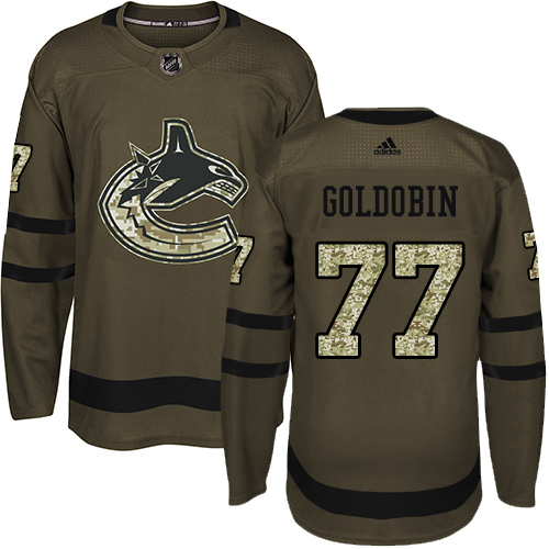 Adidas Canucks #77 Nikolay Goldobin Green Salute to Service Youth Stitched NHL Jersey