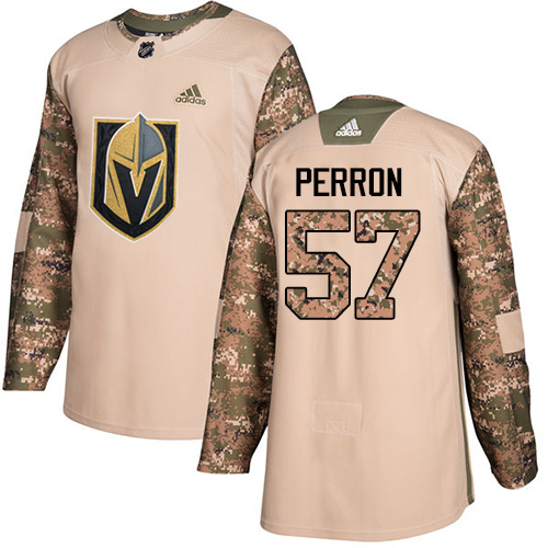 Adidas Golden Knights #57 David Perron Camo Authentic 2017 Veterans Day Stitched Youth NHL Jersey