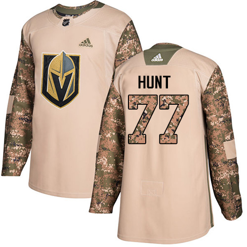 Adidas Golden Knights #77 Brad Hunt Camo Authentic 2017 Veterans Day Stitched Youth NHL Jersey