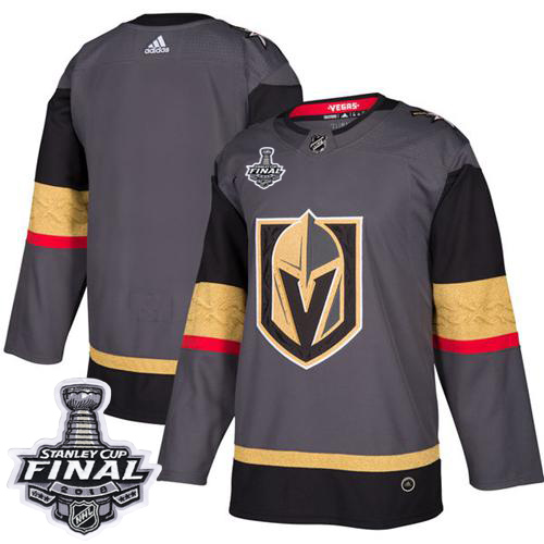 Adidas Golden Knights Blank Grey Home Authentic 2018 Stanley Cup Final Stitched Youth NHL Jersey - Click Image to Close