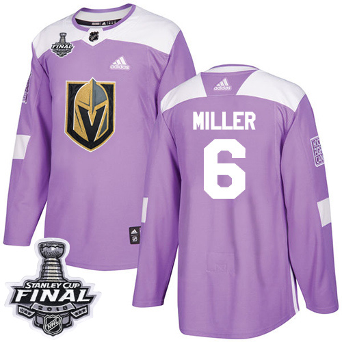 Adidas Golden Knights #6 Colin Miller Purple Authentic Fights Cancer 2018 Stanley Cup Final Stitched Youth NHL Jersey