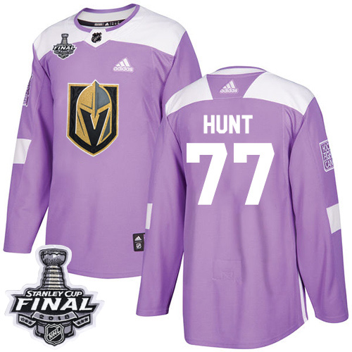 Adidas Golden Knights #77 Brad Hunt Purple Authentic Fights Cancer 2018 Stanley Cup Final Stitched Youth NHL Jersey