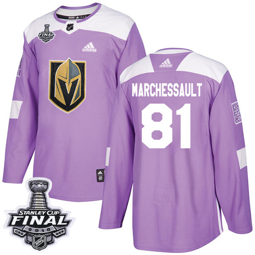 Adidas Golden Knights #81 Jonathan Marchessault Purple Authentic Fights Cancer 2018 Stanley Cup Final Stitched Youth NHL Jersey