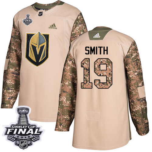 Adidas Golden Knights #19 Reilly Smith Camo Authentic 2017 Veterans Day 2018 Stanley Cup Final Stitched Youth NHL Jersey