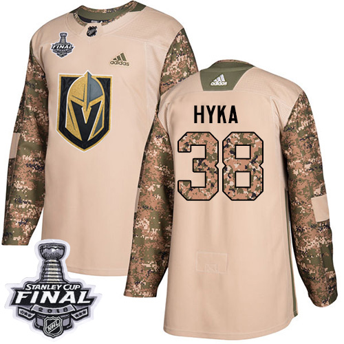 Adidas Golden Knights #38 Tomas Hyka Camo Authentic 2017 Veterans Day 2018 Stanley Cup Final Stitched Youth NHL Jersey