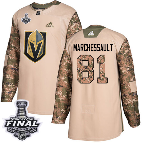 Adidas Golden Knights #81 Jonathan Marchessault Camo Authentic 2017 Veterans Day 2018 Stanley Cup Final Stitched Youth NHL Jersey