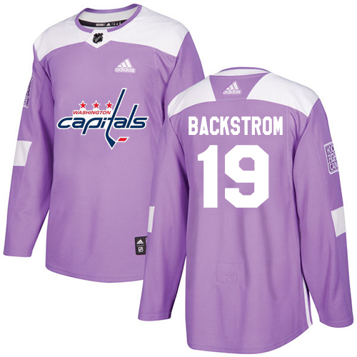 Adidas Capitals #19 Nicklas Backstrom Purple Authentic Fights Cancer Stitched Youth NHL Jersey