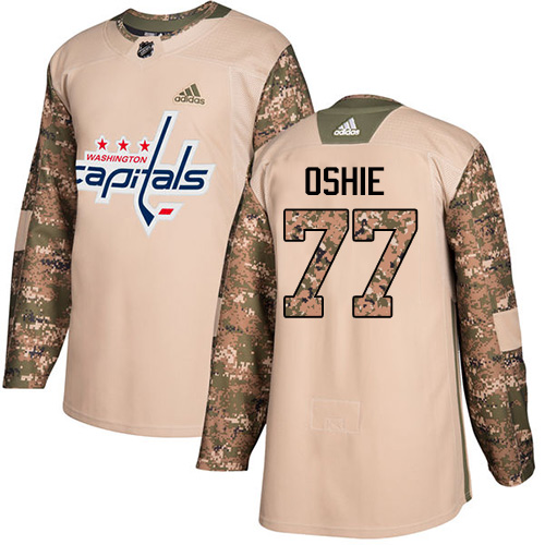 Adidas Capitals #77 T.J. Oshie Camo Authentic 2017 Veterans Day Stitched Youth NHL Jersey