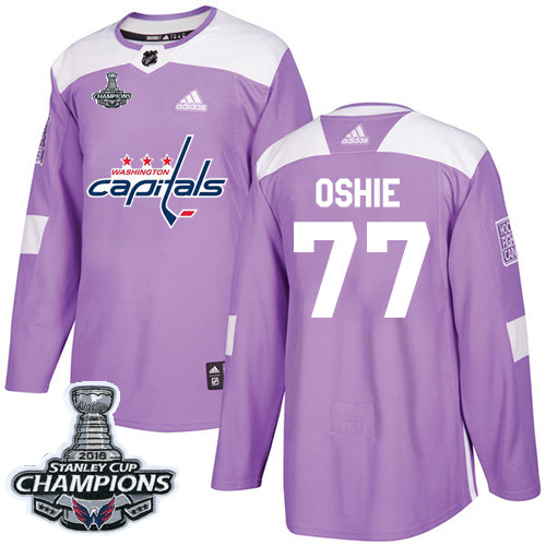 Adidas Capitals #77 T.J. Oshie Purple Authentic Fights Cancer Stanley Cup Final Champions Stitched Youth NHL Jersey