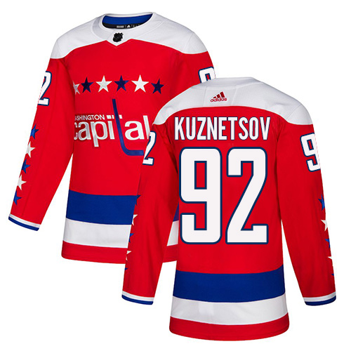 Adidas Capitals #92 Evgeny Kuznetsov Red Alternate Authentic Stitched Youth NHL Jersey - Click Image to Close